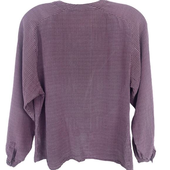 Valerie Stevens Pure Silk Burgundy and Cream Button Up Blouse Shirt - Picture 3 of 5